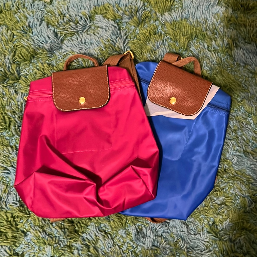 Blue and Maroon Backpacks